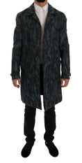 Load image into Gallery viewer, Dolce & Gabbana Blue Camouflage Trench Coat Elegance
