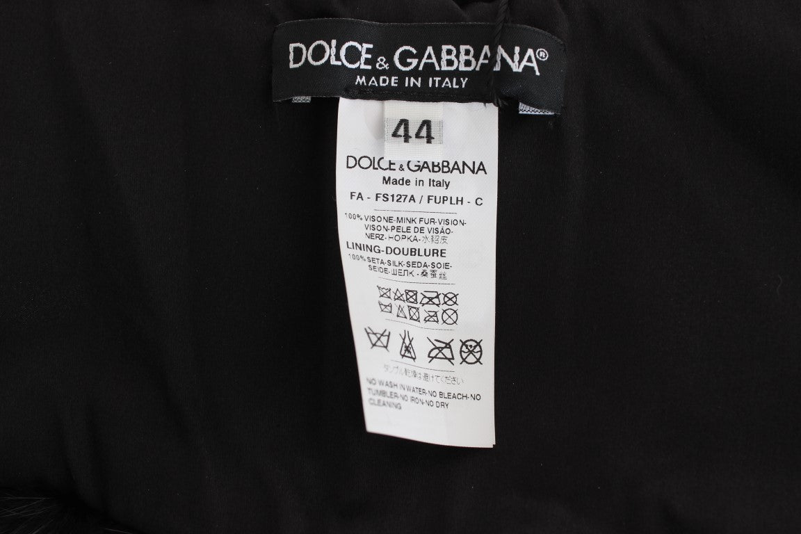 Dolce & Gabbana Elegantes schwarzes Nerzpelz-Schulterhalstuch