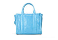 Load image into Gallery viewer, Marc Jacobs The Shiny Crinkle Mini Tote Air Blue Leather Crossbody Handbag Purse
