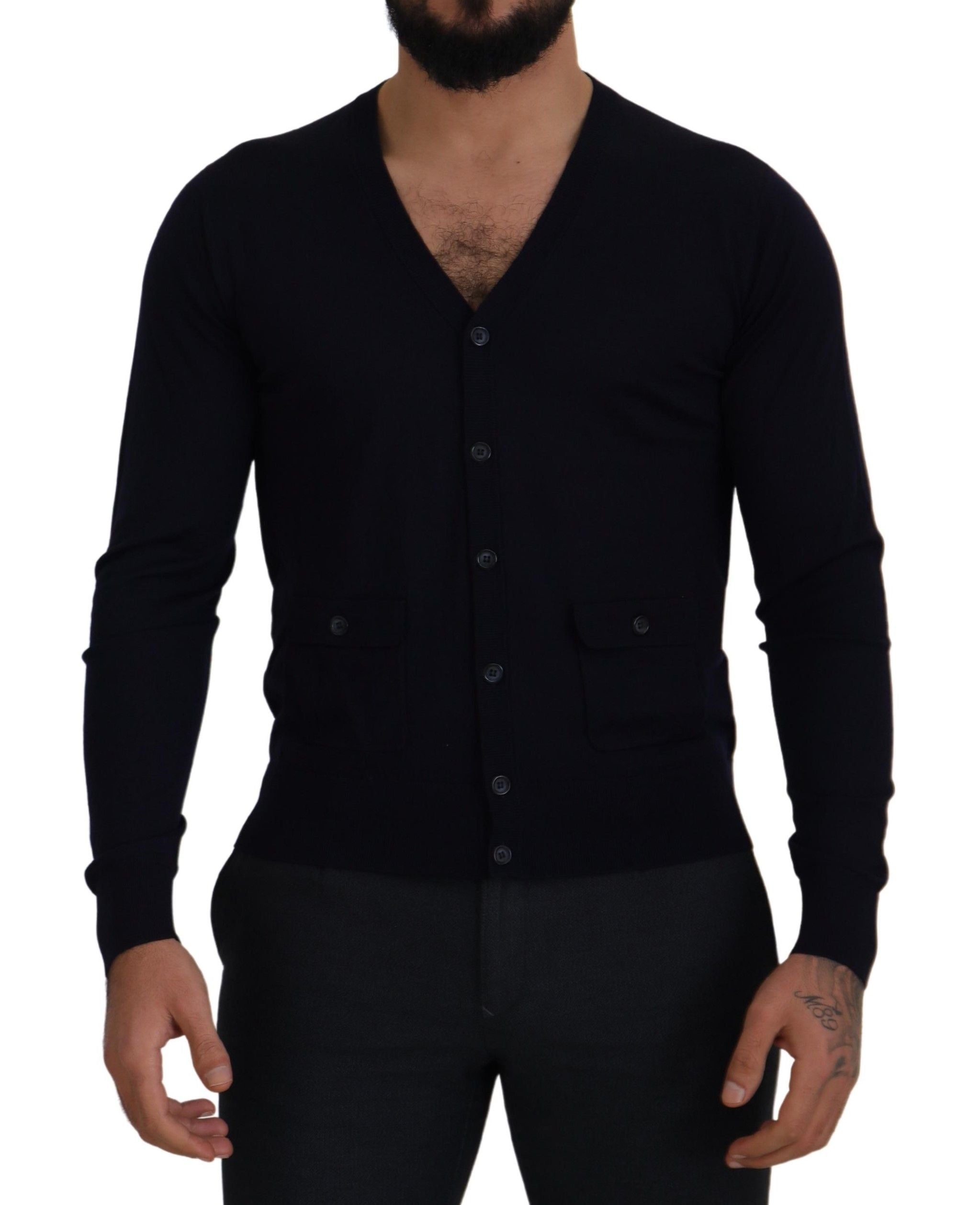 Dolce &amp; Gabbana Elegant cardigan made of virgin wool in blue