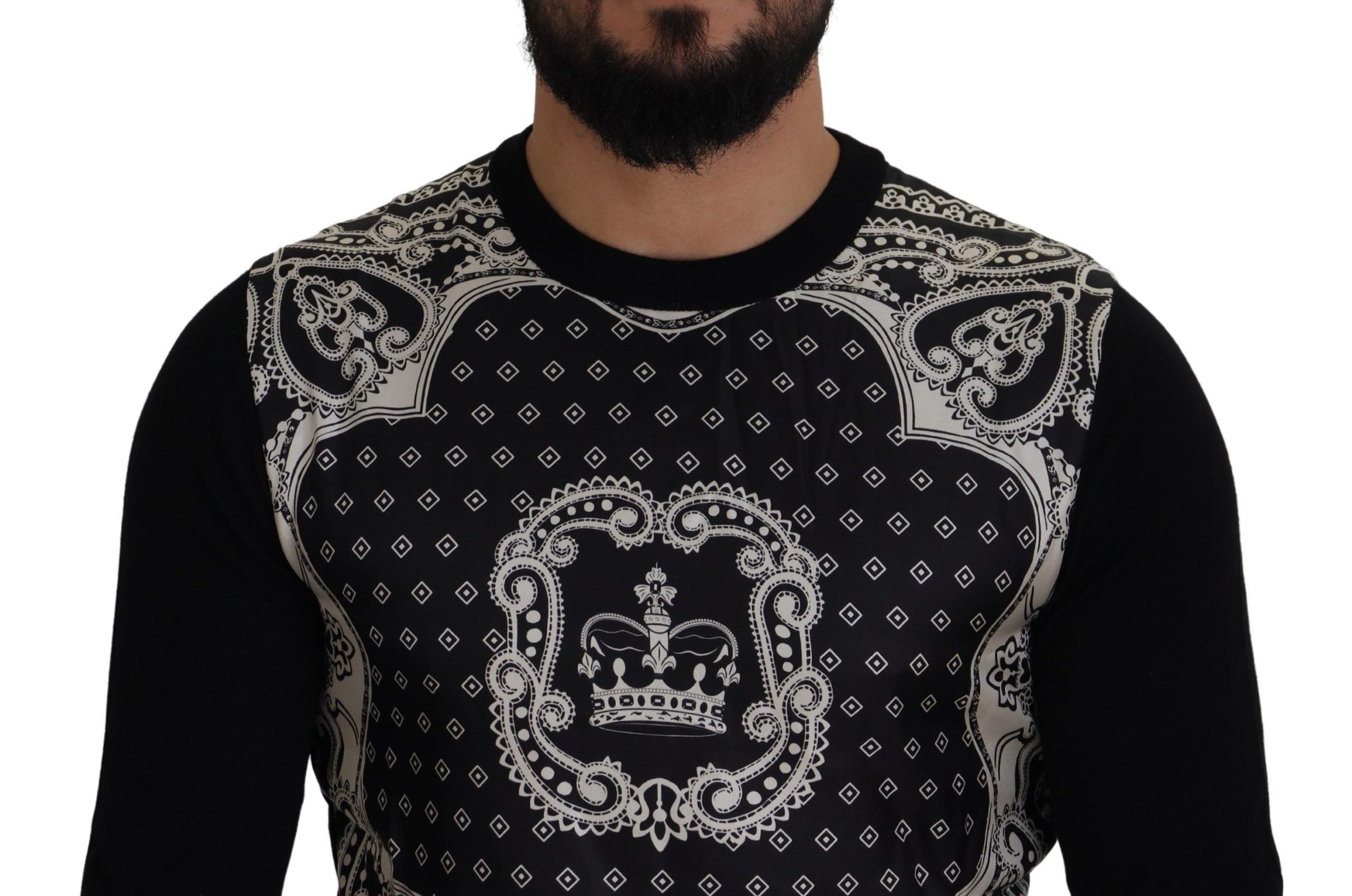 Dolce &amp; Gabbana Elegant crew-neck sweater made from a wool and silk blend