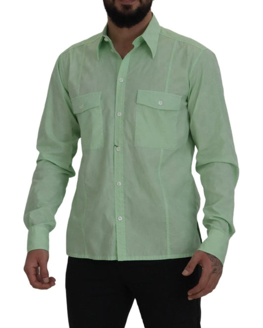 Dolce &amp; Gabbana Mint Green Slim Fit Casual Button Down Shirt