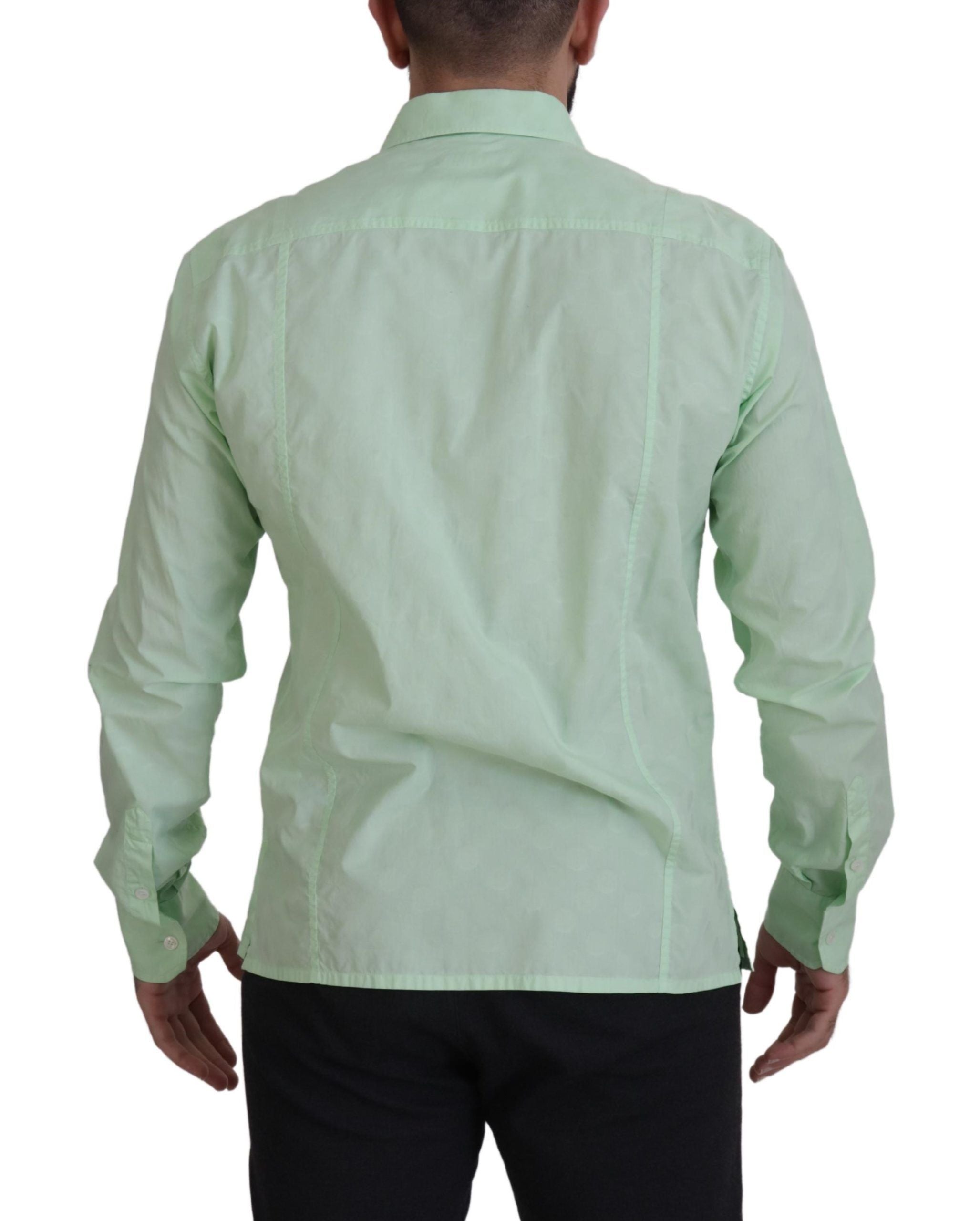 Dolce &amp; Gabbana Mint Green Slim Fit Casual Button Down Shirt