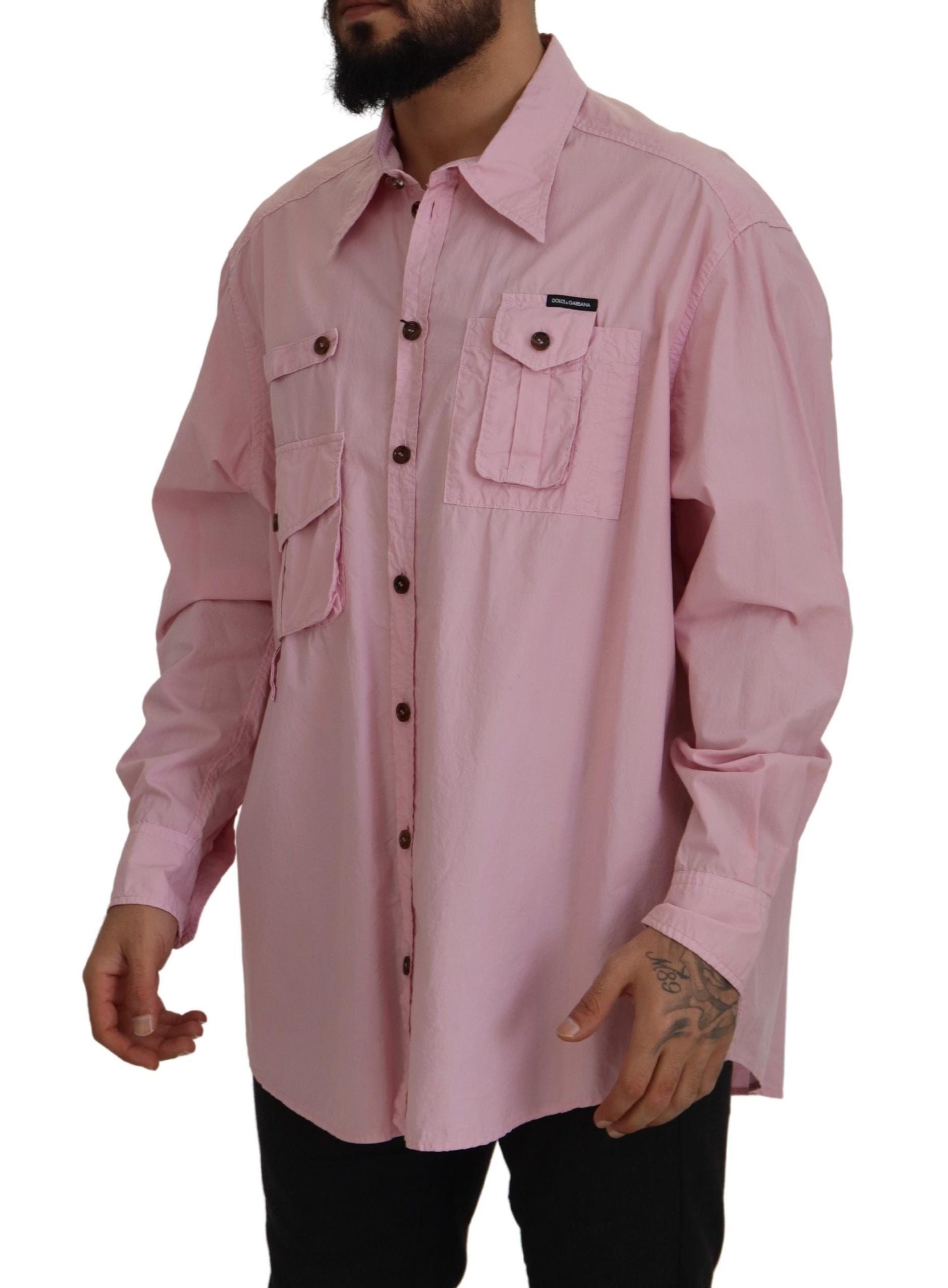 Dolce &amp; Gabbana Elegant pink cotton casual shirt