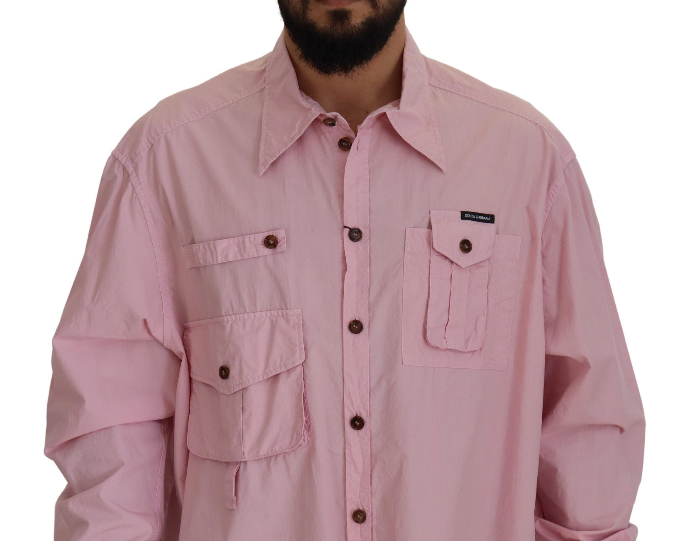 Dolce &amp; Gabbana Elegant pink cotton casual shirt