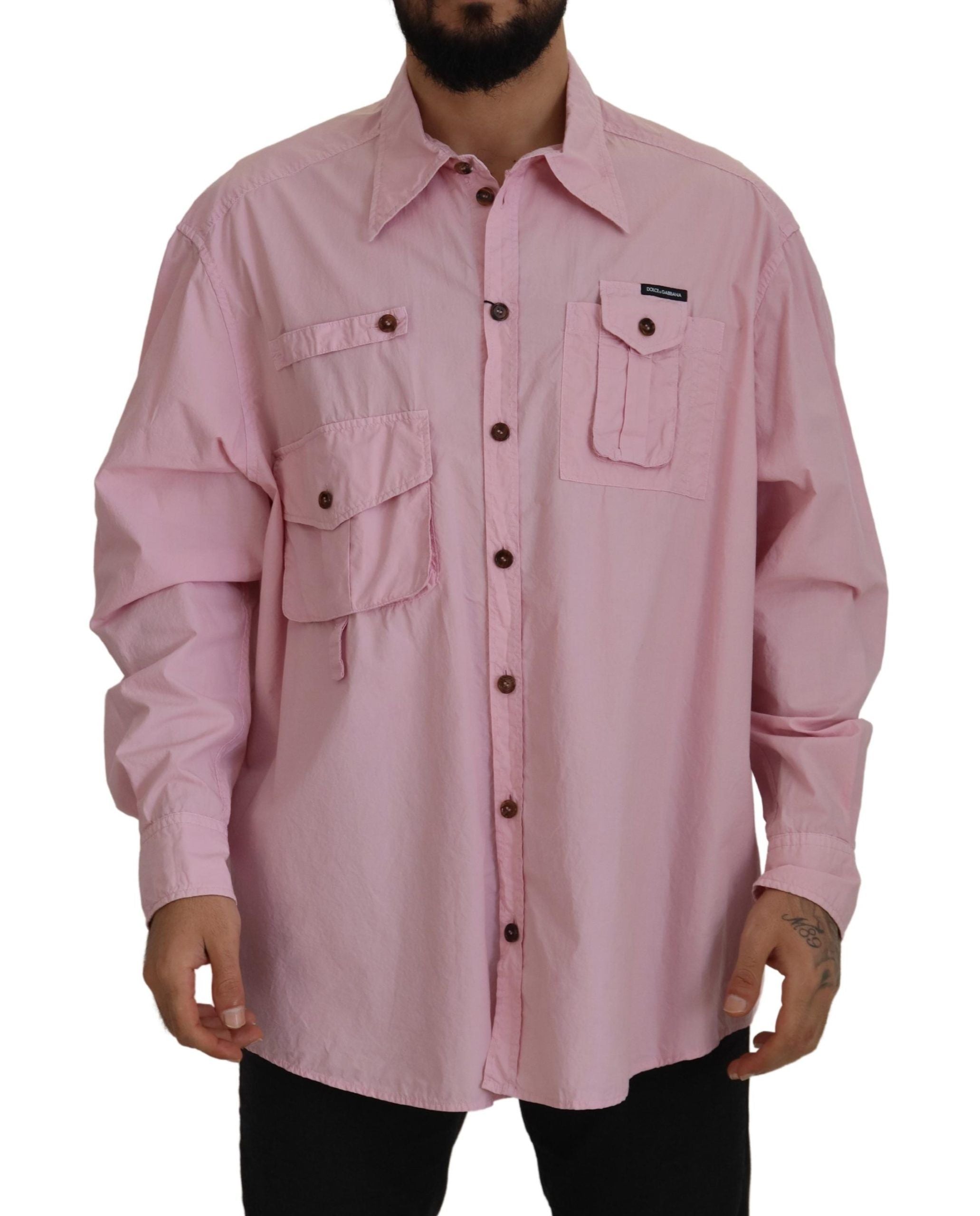 Dolce &amp; Gabbana Elegant pink cotton casual shirt