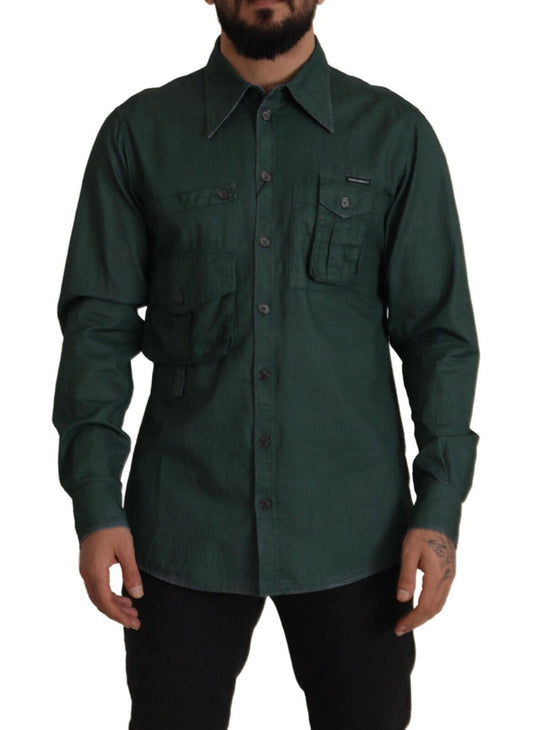 Dolce &amp; Gabbana Emerald Elegance Slim Fit Casual Shirt