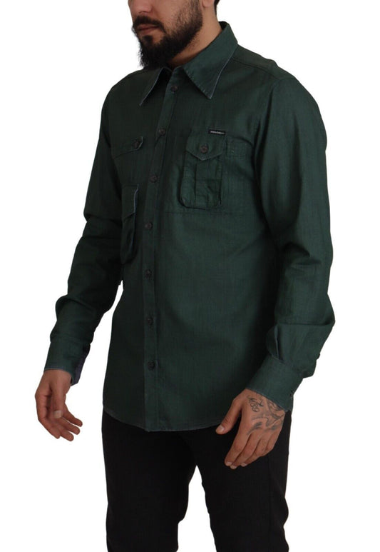 Dolce &amp; Gabbana Emerald Elegance Slim Fit Casual Shirt