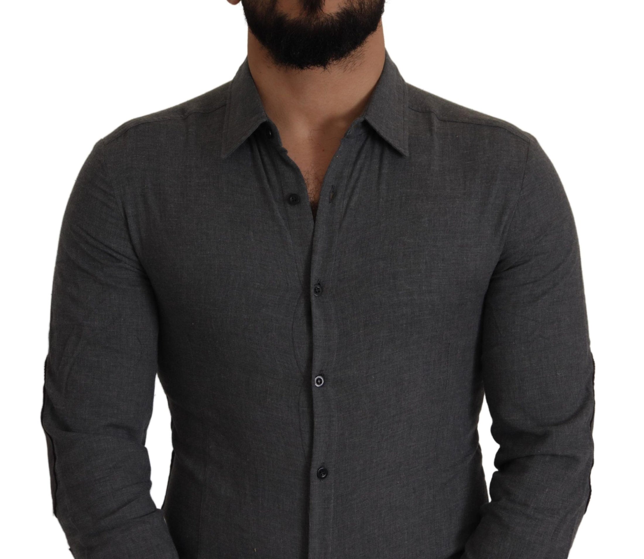 Costume National Elegant gray cotton button-up shirt