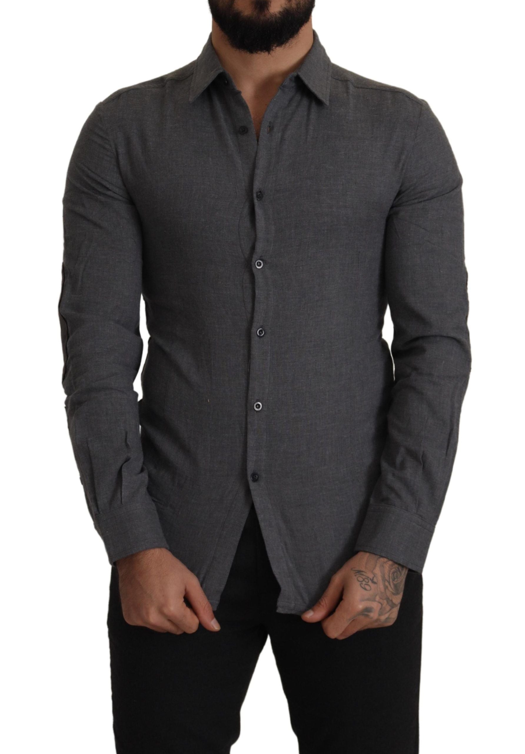 Costume National Elegant gray cotton button-up shirt