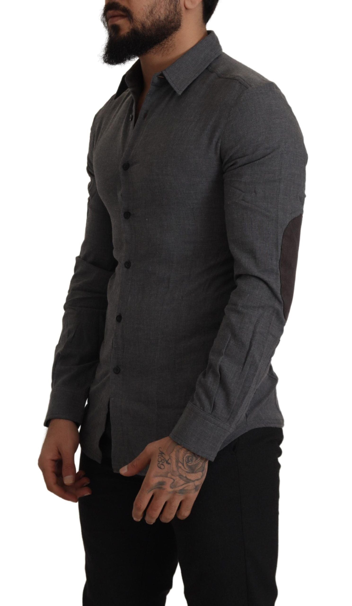 Costume National Elegant gray cotton button-up shirt