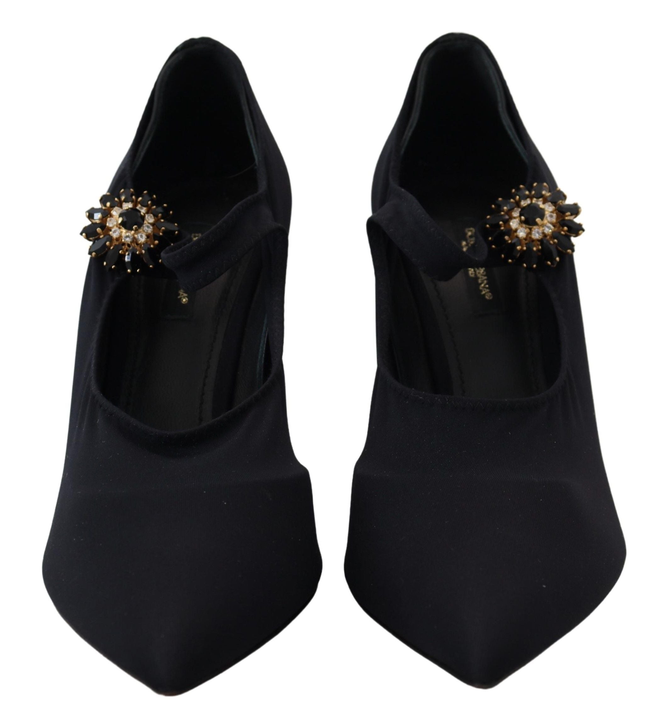 Dolce & Gabbana Schicke schwarze Mary Jane Sockenpumps mit Kristallen