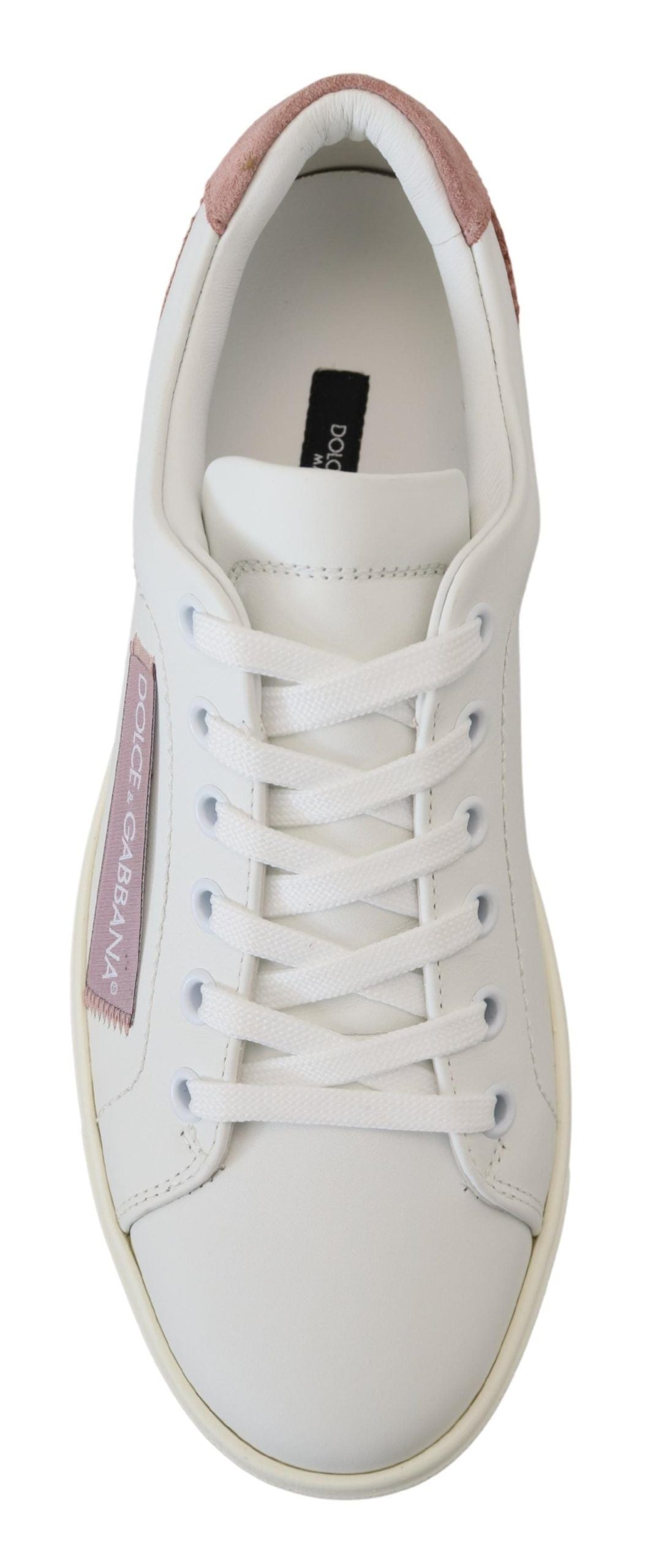 Dolce & Gabbana Schicke Low-Top-Sneakers aus Leder in Weiß-Rosa