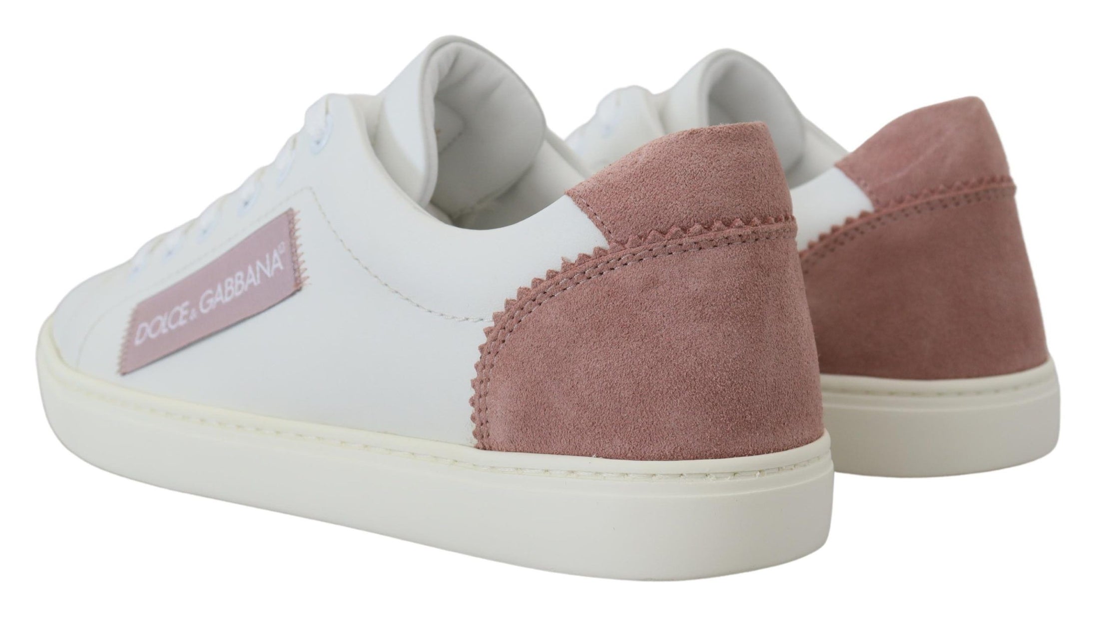 Dolce & Gabbana Schicke Low-Top-Sneakers aus Leder in Weiß-Rosa