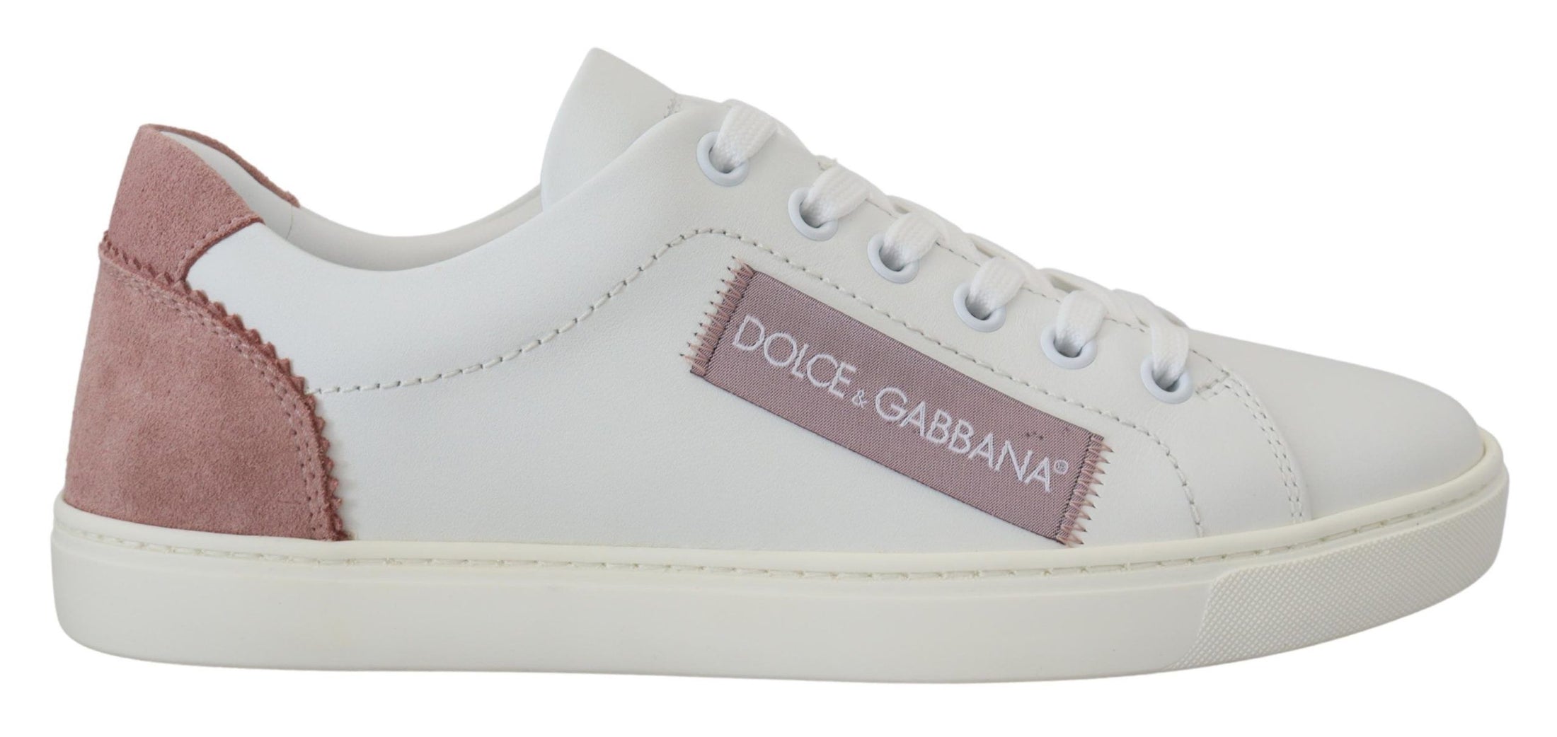 Dolce & Gabbana Schicke Low-Top-Sneakers aus Leder in Weiß-Rosa