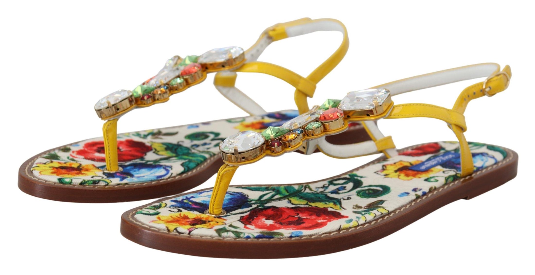 Dolce &amp; Gabbana Majolika kristal süslemeli deri sandaletler