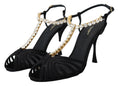 Bild in Galerie-Betrachter laden, Dolce & Gabbana Elegante Seidenmischung Kristall T-Strap Heels
