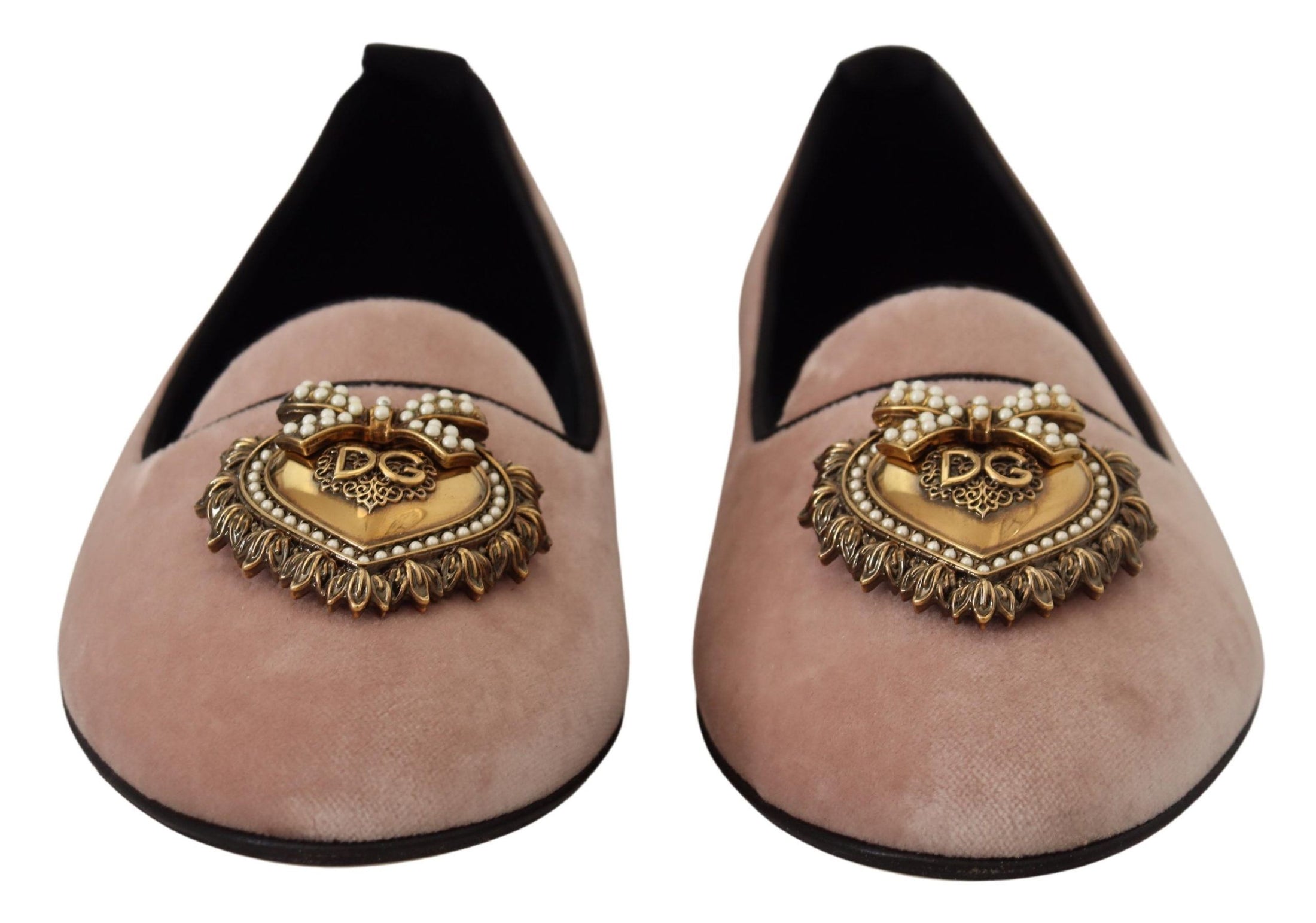 Dolce & Gabbana Elegante Rosa Samt Devotion Loafers