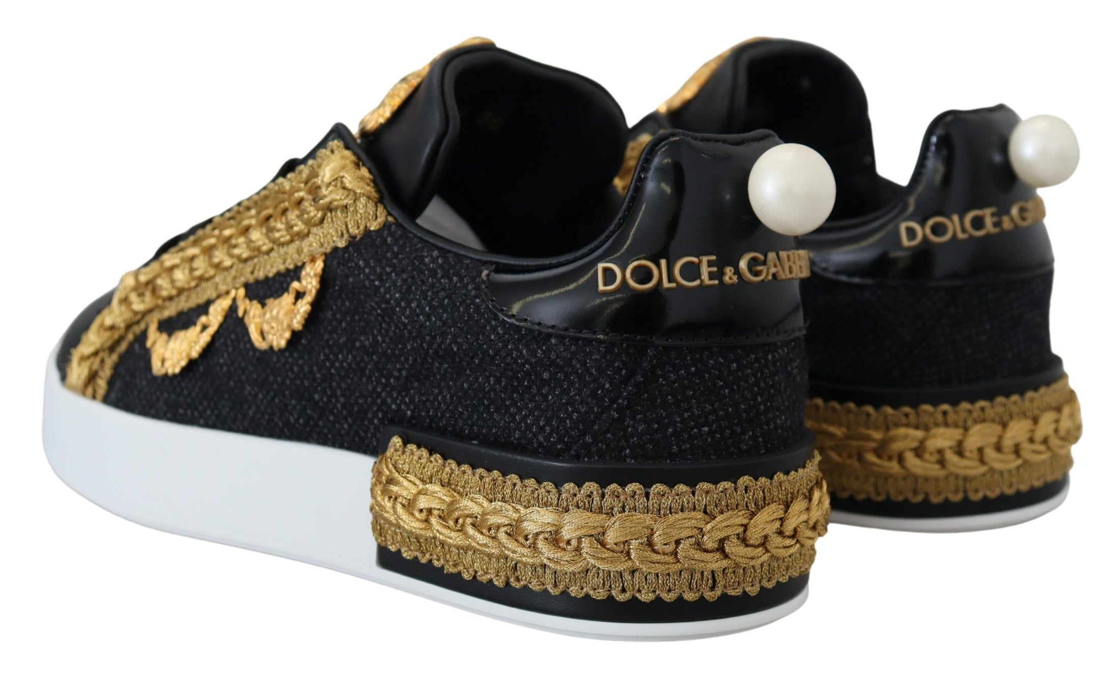 Dolce & Gabbana Elegante Portofino Sneakers aus Leder in Schwarz