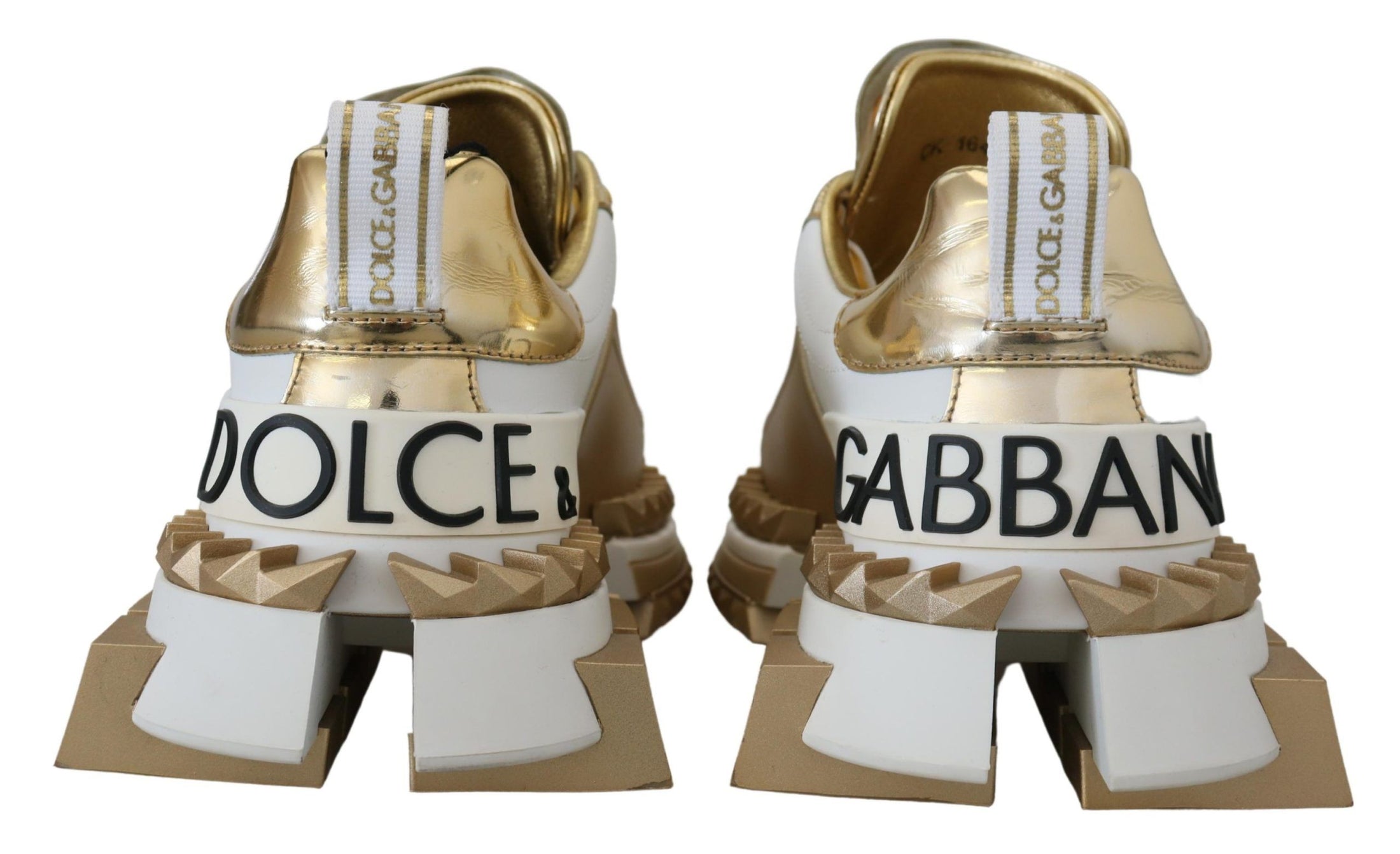 Dolce & Gabbana Elegante Leder-Sneakers in Weiß und Gold