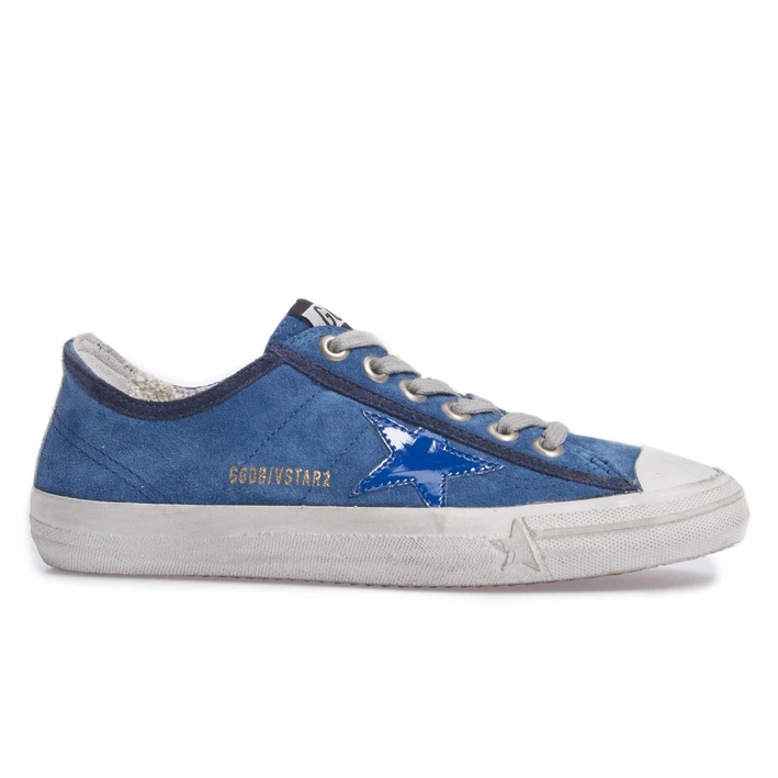 Golden Goose Schicke blaue Low-Top-Sneakers aus Wildleder