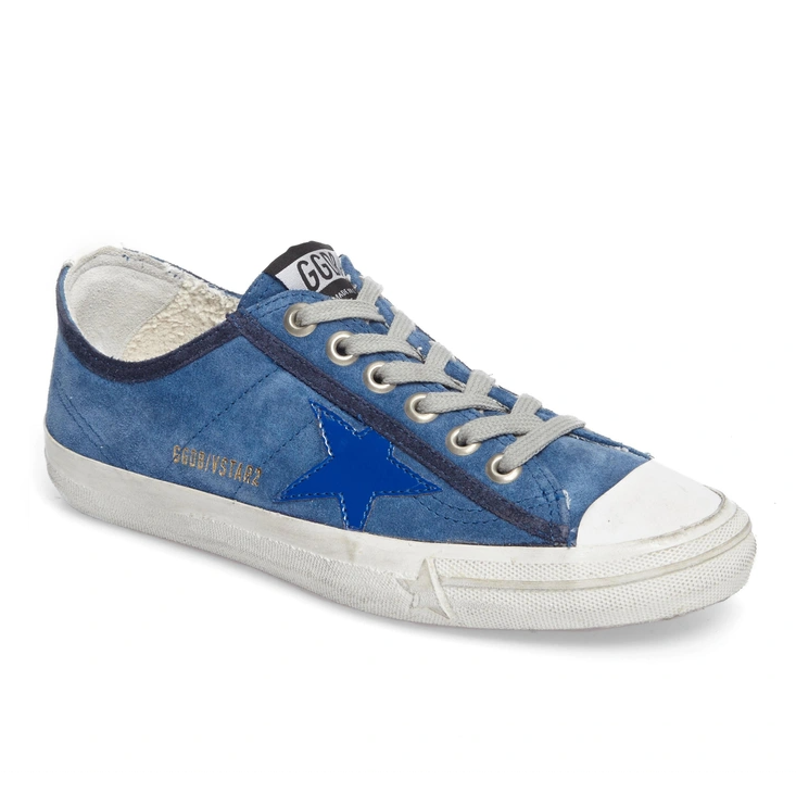 Golden Goose Schicke blaue Low-Top-Sneakers aus Wildleder