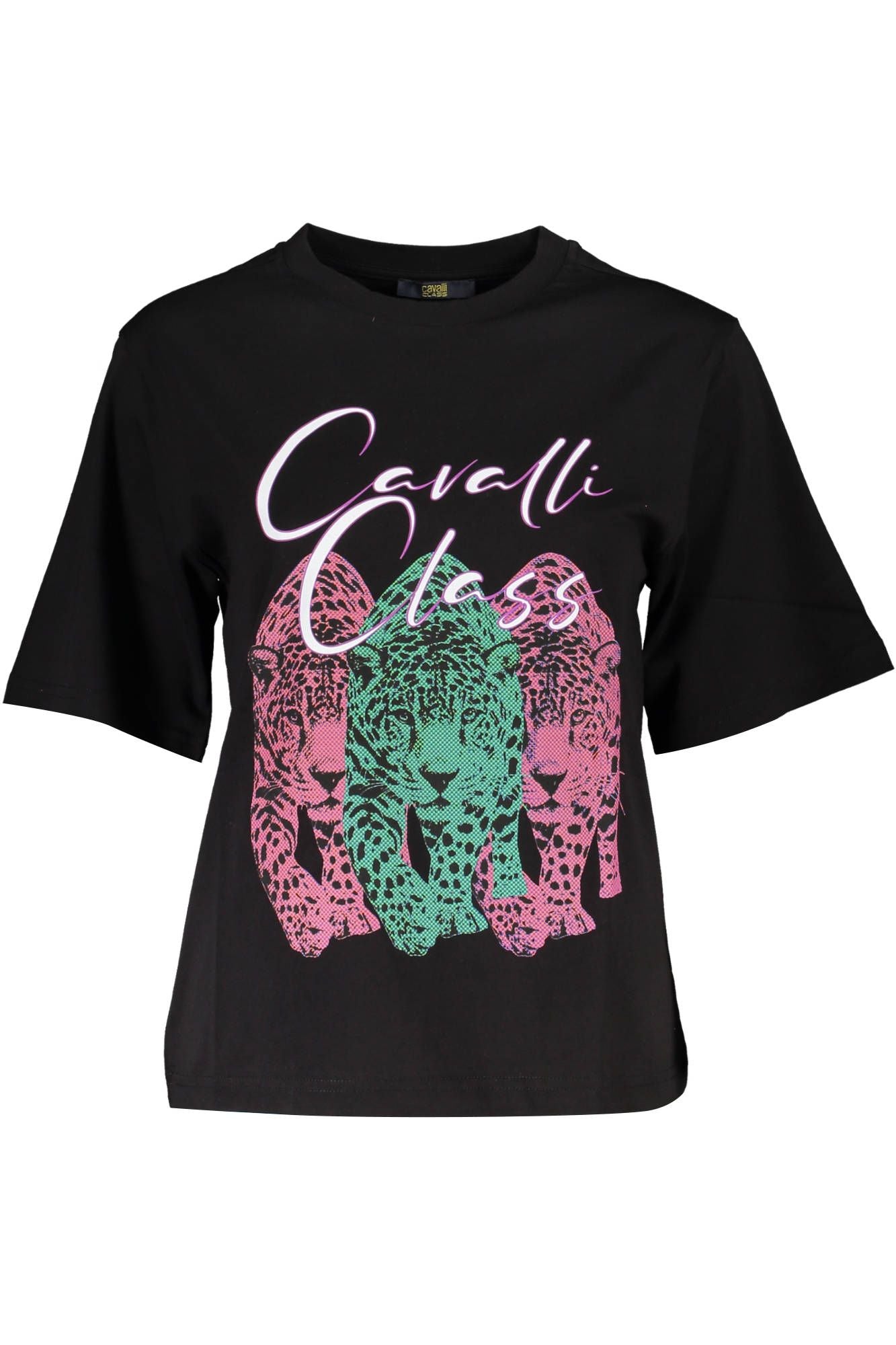 Cavalli Class Schwarzes Baumwoll-T-Shirt für Frauen