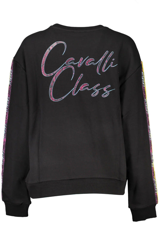 Cavalli Class Schwarzer Baumwollpullover für Frauen