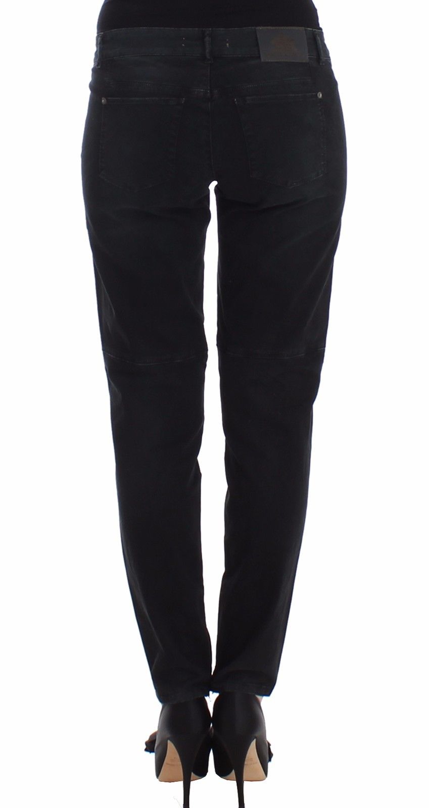 Ermanno Scervino Schlanke schwarze Designerjeans mit schmalem Bein