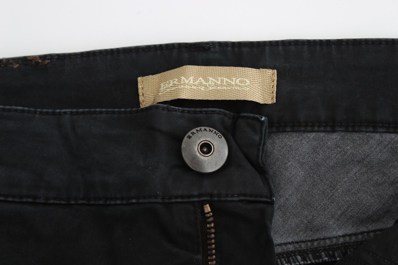 Ermanno Scervino Schlanke schwarze Designerjeans mit schmalem Bein