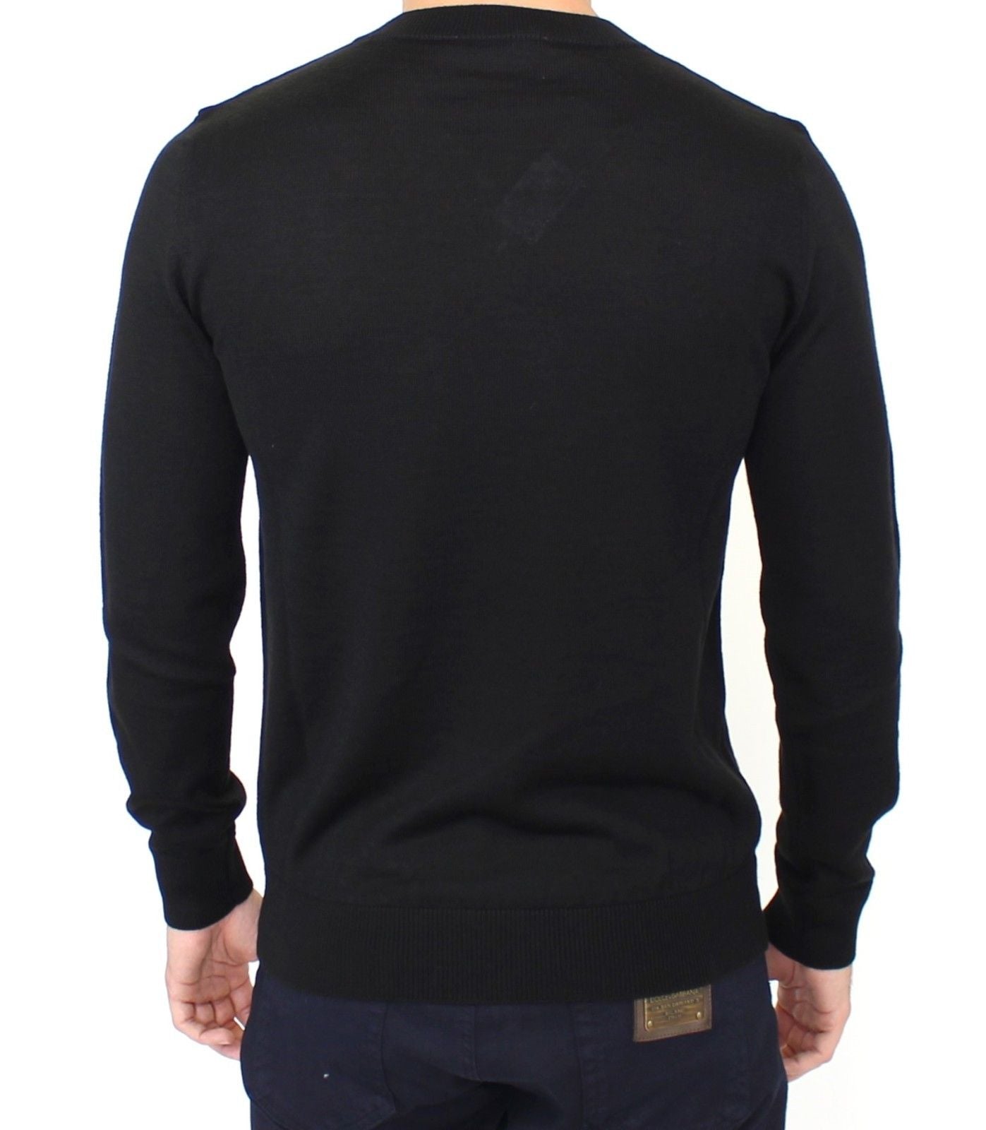 Ermanno Scervino Eleganter schwarzer Pullover mit V-Ausschnitt aus Wollgemisch