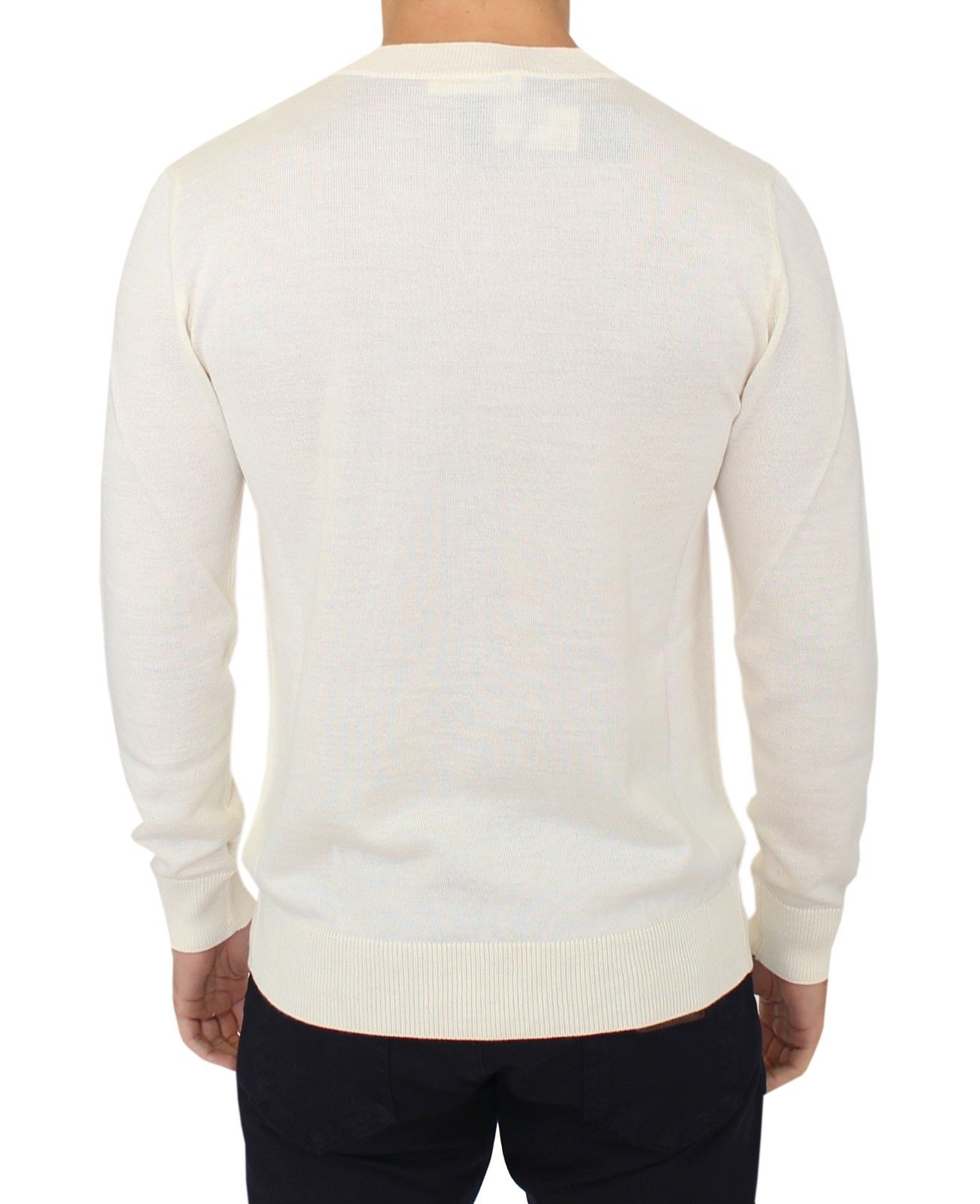 Ermanno Scervino Off-White Pullover mit V-Ausschnitt aus Wollmischung