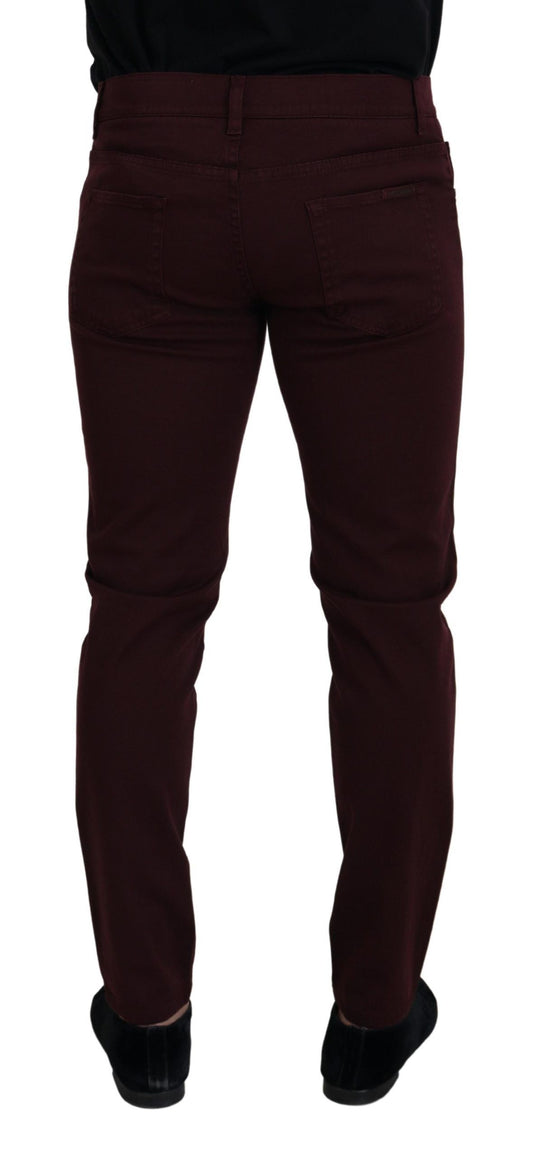 Dolce & Gabbana Slim Fit Bordeaux Jeans - Italienischer Luxus