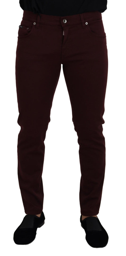 Dolce & Gabbana Slim Fit Bordeaux Jeans - Italienischer Luxus