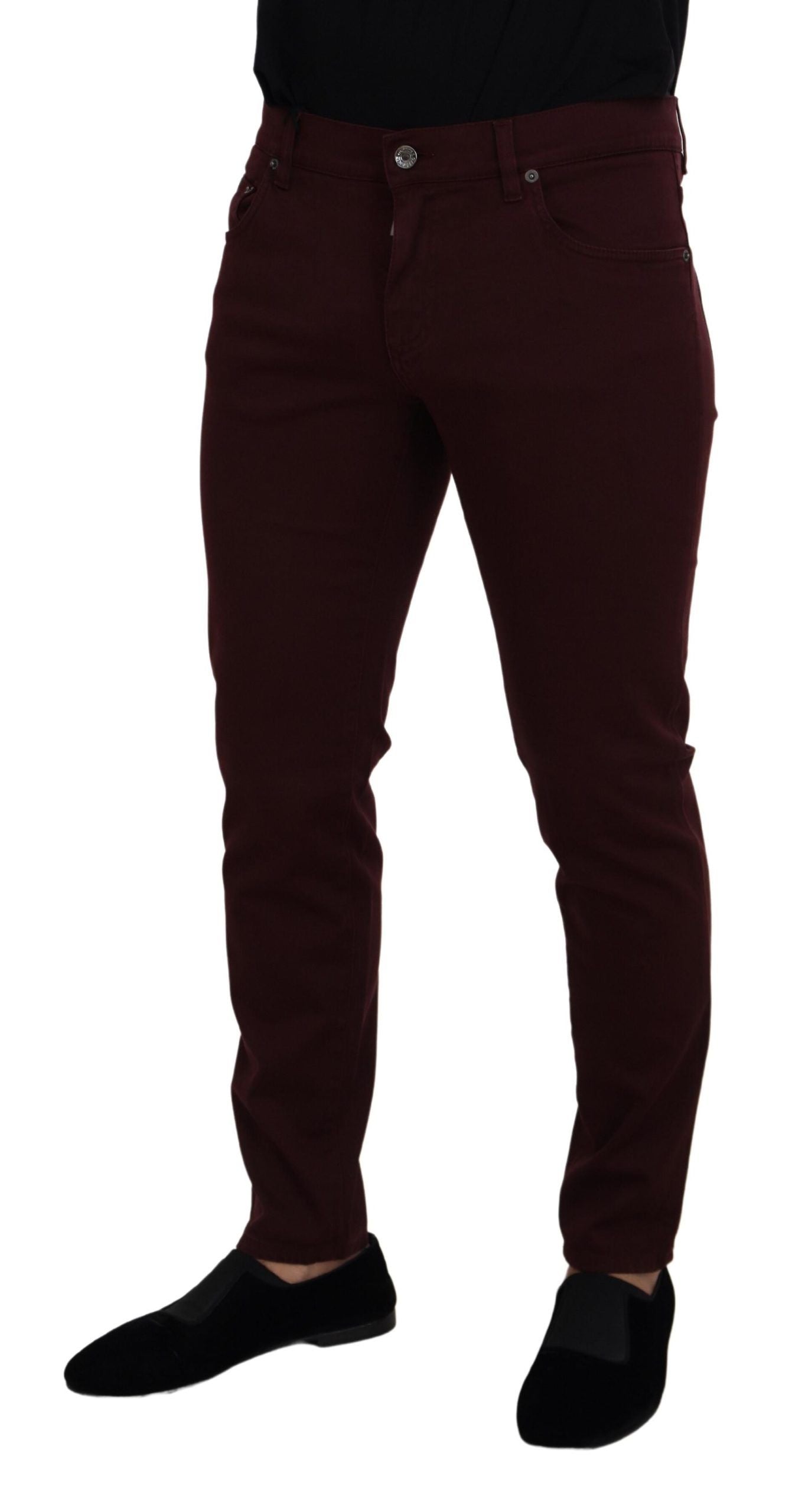 Dolce & Gabbana Slim Fit Bordeaux Jeans - Italienischer Luxus