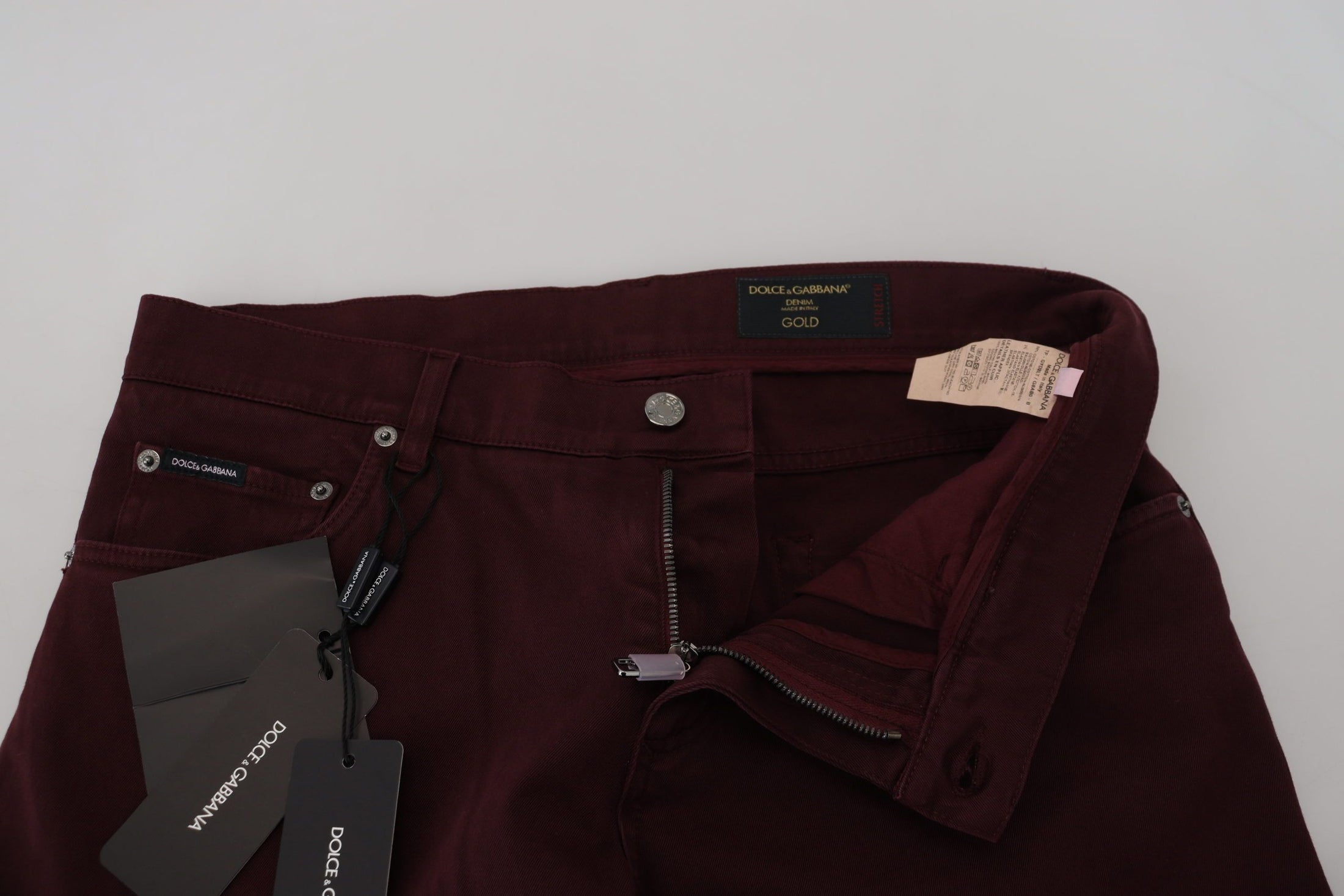 Dolce & Gabbana Slim Fit Bordeaux Jeans - Italienischer Luxus