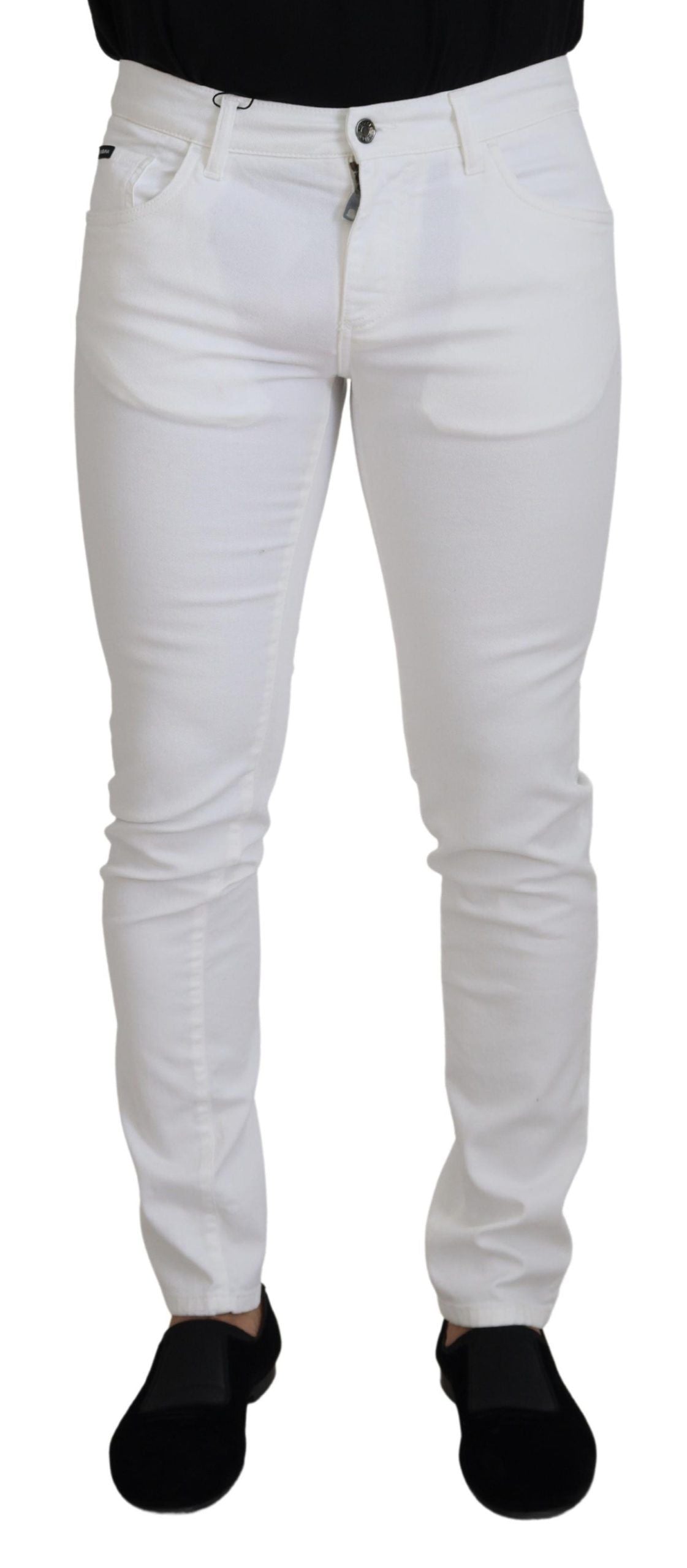 Dolce &amp; Gabbana Elegant Slim Fit White Skinny Jeans