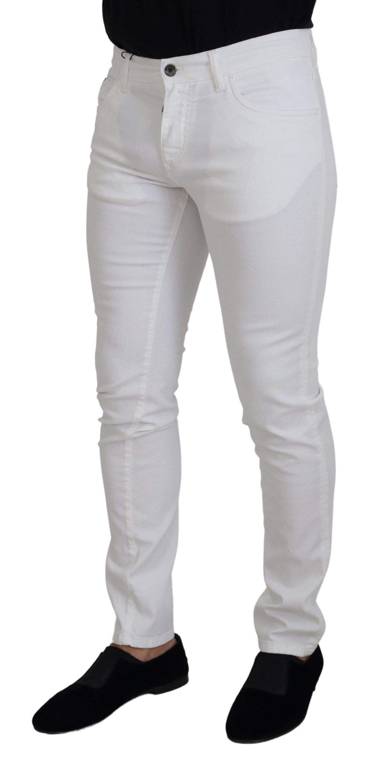 Dolce &amp; Gabbana Elegant Slim Fit White Skinny Jeans