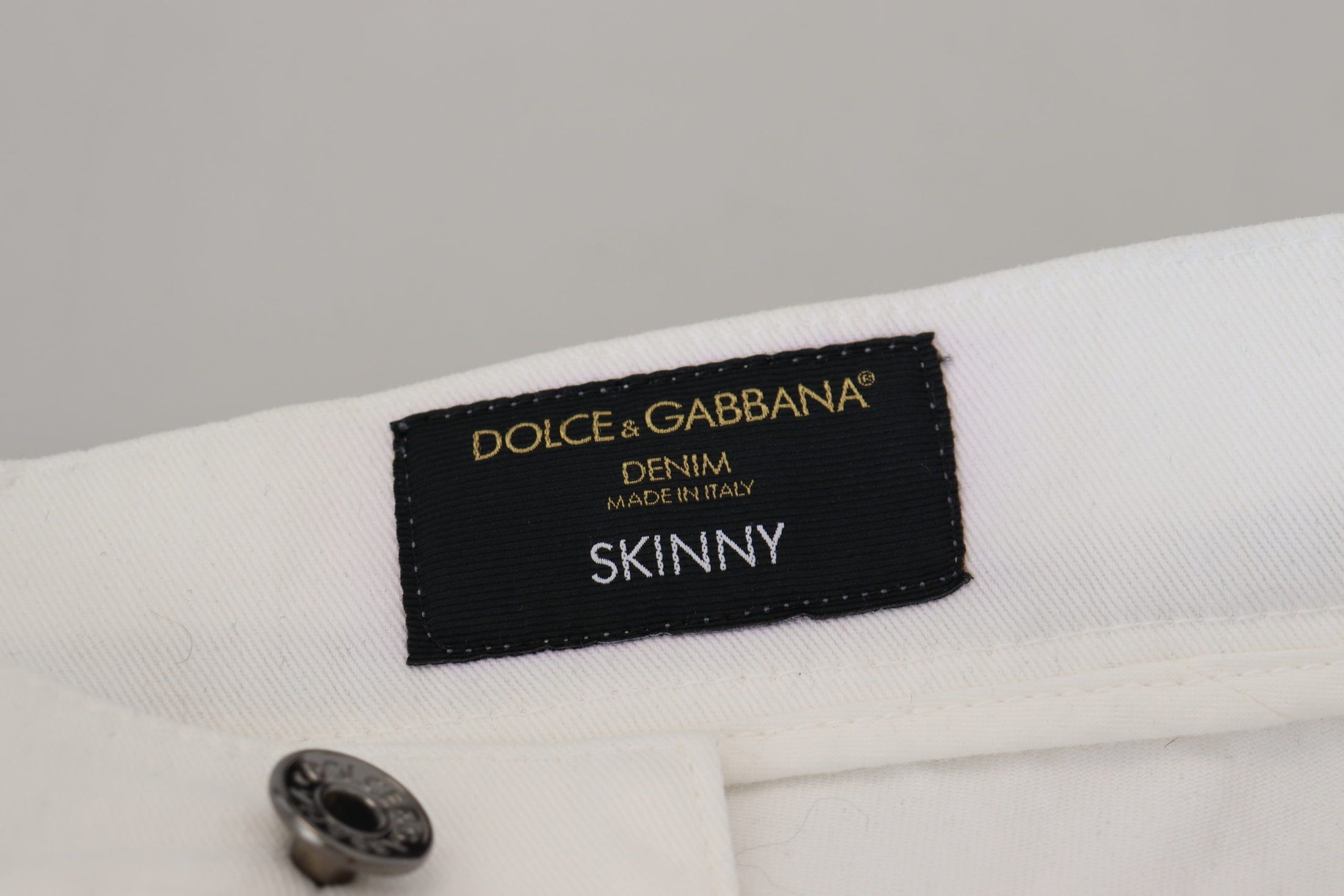 Dolce &amp; Gabbana Elegant Slim Fit White Skinny Jeans