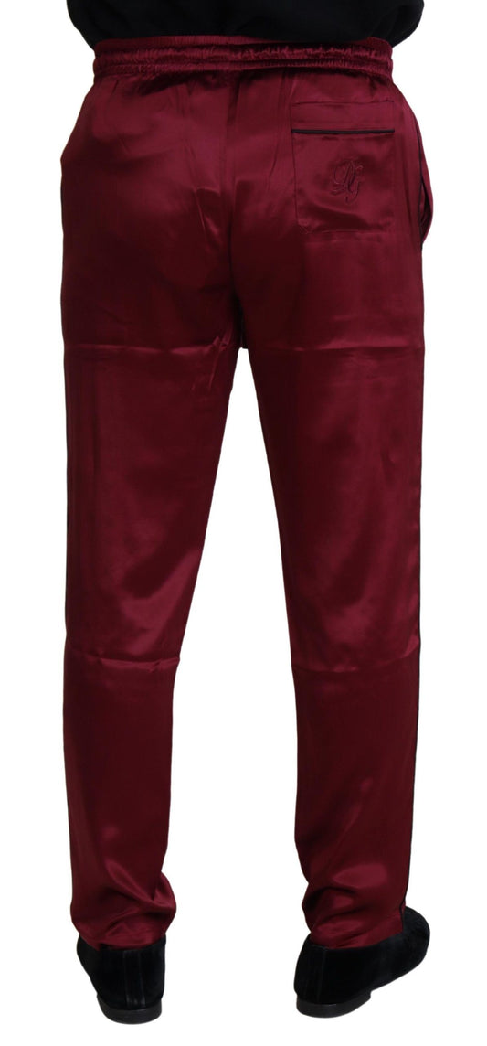 Dolce & Gabbana Seiden-Lounge-Hose in Bordeaux