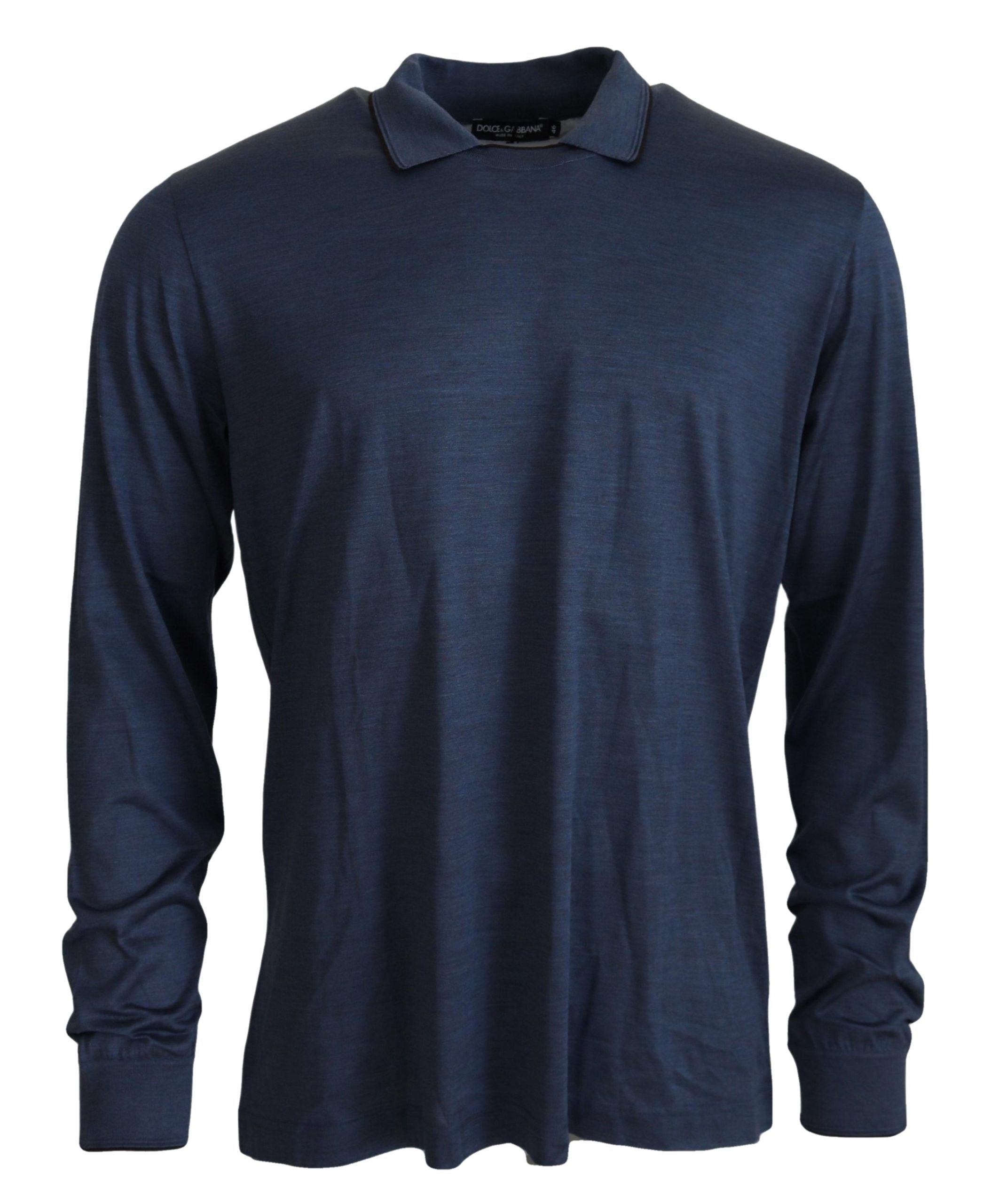 Dolce & Gabbana Raffinierter Polo-Pullover aus Seide in Blau