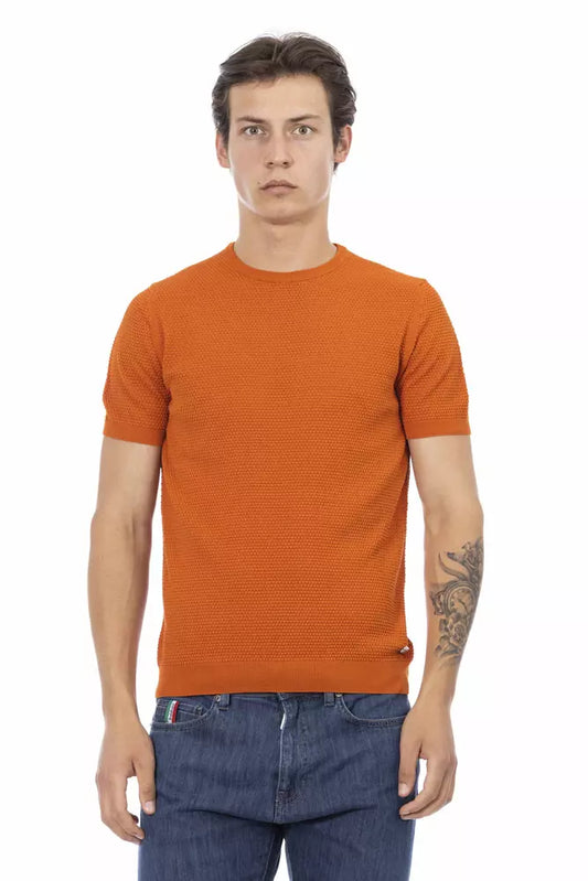 Baldinini Trend Chic orange short-sleeved cotton sweater