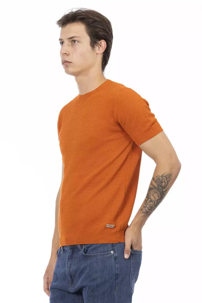 Baldinini Trend Chic orange short-sleeved cotton sweater