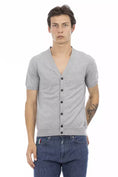 Load image into Gallery viewer, Baldinini Trend Elegant gray cotton sweater with V-neck
