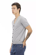 Load image into Gallery viewer, Baldinini Trend Elegant gray cotton sweater with V-neck
