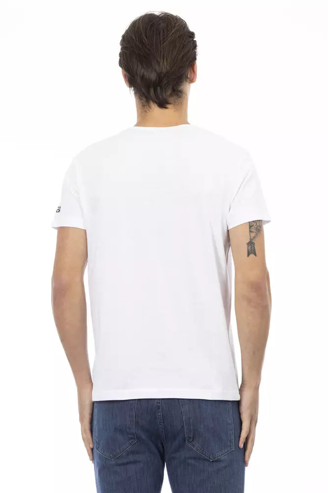 Trussardi Action Elegantes Tee mit V-Ausschnitt und schickem Frontprint