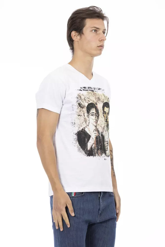 Trussardi Action Elegantes Designer Tee mit V-Ausschnitt und schickem Frontprint