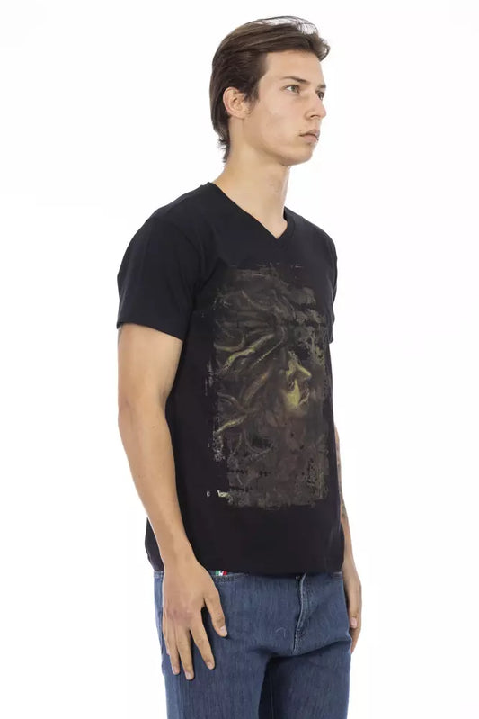 Trussardi Action Elegant tee with V-neck and chic front print