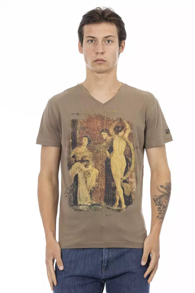 Trussardi Action Elegant tee with V-neck and chic front print