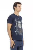 Load image into Gallery viewer, Trussardi Action Chic blue T-shirt with V-neck and cheeky front print
